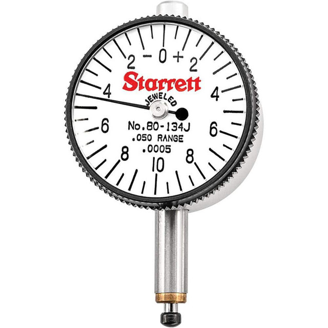 Starrett 55892 Dial Drop Indicator: 0 to 0.05" Range, 0-10-0 Dial Reading, 0.0005" Graduation, 1-1/4" Dial Dia