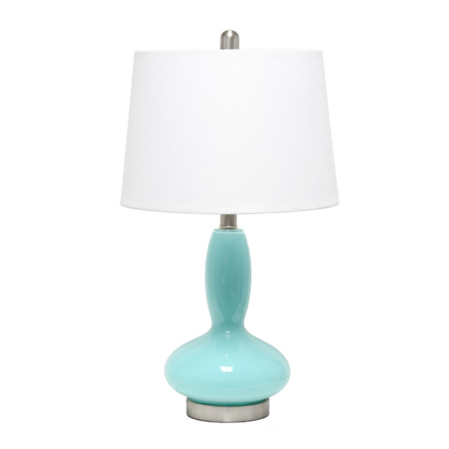 ALL THE RAGES INC LHT-5001-SF Lalia Home Glass Dollop Table Lamp, 23-1/2inH, White Shade/Seafoam Base