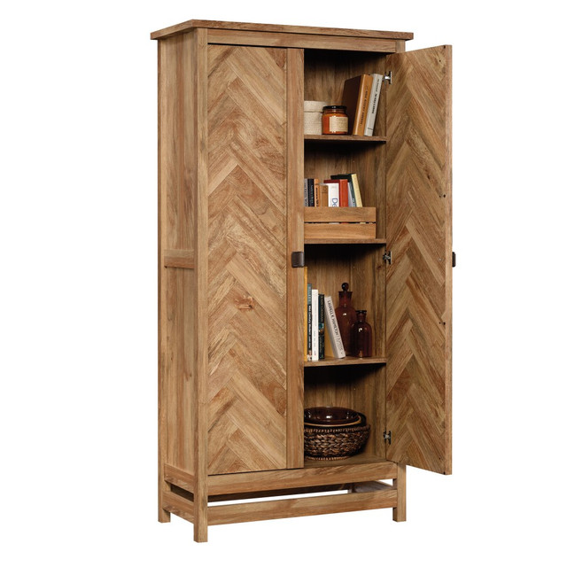 SAUDER WOODWORKING CO. 424190 Sauder Cannery Bridge Storage Cabinet, 72inH x 35-1/4inW x 16-1/4inD, Sindoori Mango SAUDER WOODWORKING CO. 424190 Sauder Cannery Bridge Storage Cabinet, 72inH x 35-1/4inW x 16-1/4inD, Sindoori Mango