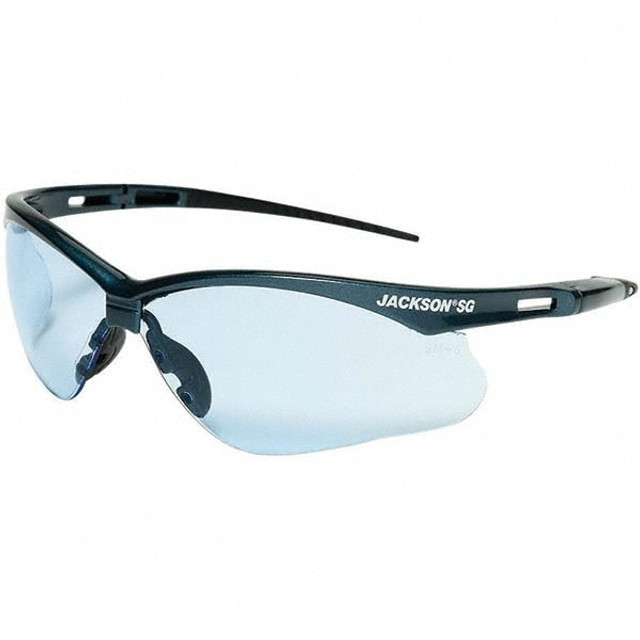 Jackson Safety 50011 Safety Glass: Scratch-Resistant, Polycarbonate, Blue Lenses, Full-Framed, UV Protection