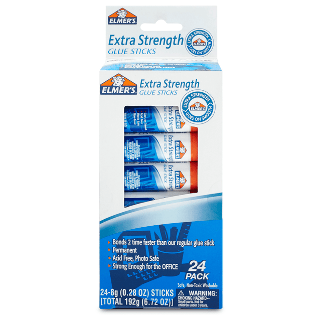 ELMERS PRODUCTS INC E554 Elmers Extra-Strength Office Glue Sticks, 0.28 Oz., Pack Of 24 ELMERS PRODUCTS INC E554 Elmers Extra-Strength Office Glue Sticks, 0.28 Oz., Pack Of 24