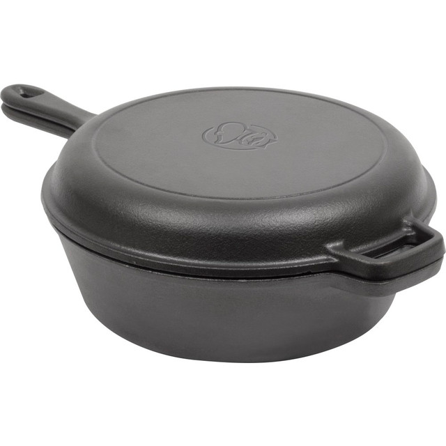 Create a variety of tasty meals with the Commercial Chef 3-Quart Cast Iron Dutch Oven. Its shallow lid doubles as a skillet, so you can cook meats and soups at the same time.  Thick walls promote quality heat retention.  Pre-seasoned for immediate use.  Easy food release to help prevent rust.  2 handles for efficient transport.  Shallow lid doubles as a skillet.  Large 3-quart capacity.