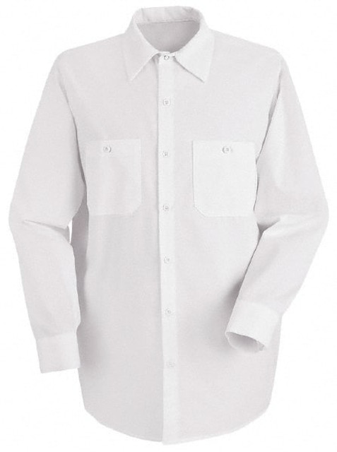 RedKap SP14WH RG L Work Shirt: General Purpose, Large, Cotton, White, 2 Pockets