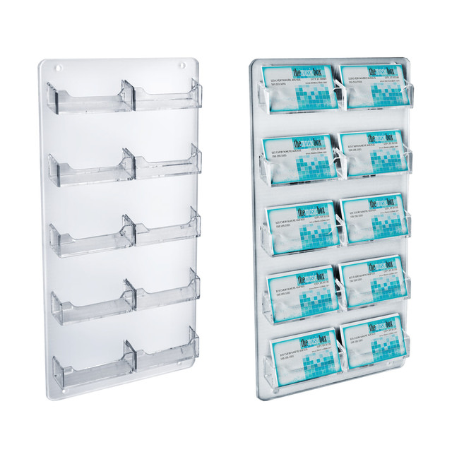 AZAR DISPLAYS 252222  Business And Gift Card Holders, 10 Pockets, Wall Mount, 8.5inW x 15.75inH, Clear, Pack Of 2