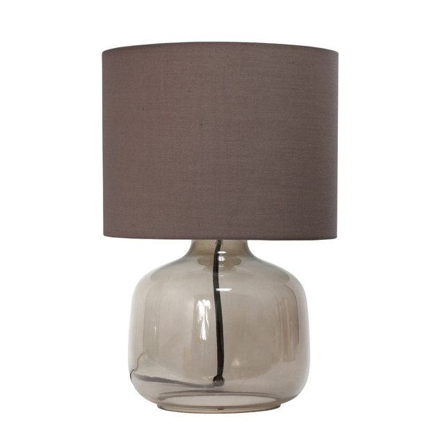 ALL THE RAGES INC Simple Designs LT2064-SMG  Glass Table Lamp, 13-3/4inH, Gray Shade/Smoke Gray Base