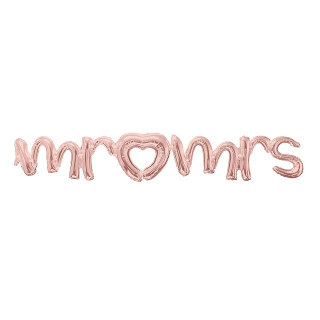 AMSCAN CO INC 3915931 Amscan "Mr. & Mrs." Cursive Balloon Banner, 59in x 10in, Rose Gold