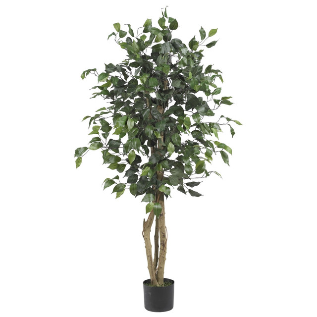 NEARLY NATURAL INC. 5299 Nearly Natural 4ftH Silk Ficus Tree With Plastic Pot, Green/Black NEARLY NATURAL INC. 5299 Nearly Natural 4ftH Silk Ficus Tree With Plastic Pot, Green/Black