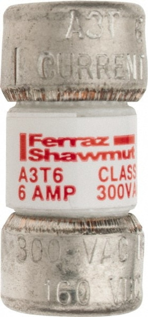 Ferraz Shawmut A3T6 Cylindrical Fast-Acting Fuse: T, 6 A, 10.3 mm Dia