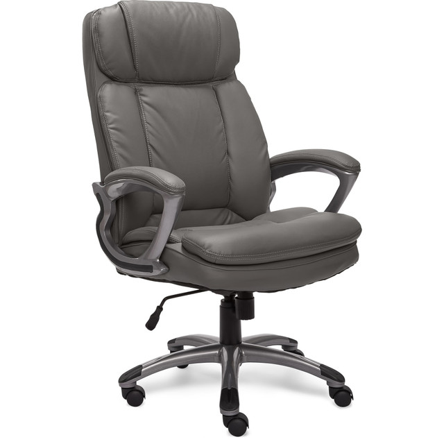 MILLWORK HOLDING CO INC CHR200057 Serta Big And Tall Ergonomic Bonded Leather High-Back Office Chair, Gray/Silver