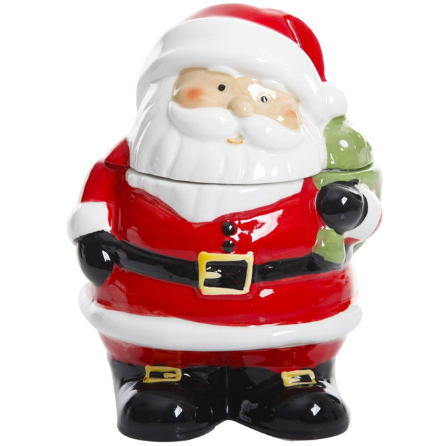 MEGAGOODS, INC. Gibson Home 995100750M  Jovial St. Nick Santa Holiday Cookie Jar, 7-1/2in, Red