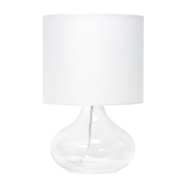 ALL THE RAGES INC Simple Designs LT2063-CLW  Glass Raindrop Table Lamp, 13-3/4inH, White Shade/Clear Base