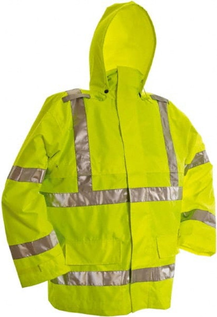 Viking D6323JG-S Rain Jacket: Size S, ANSI/ISEA 107-2015, Green, Polyester