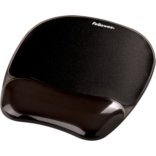 FELLOWES INC. 9112101 Fellowes Gel Crystals Mouse Pad With Wrist Rest, 1inH x 7-15/16inW x 9-1/4inD, Black
