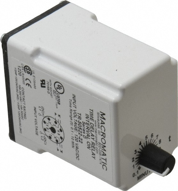 Macromatic TR-50522-22 8 Pin, 10 min Delay, Multiple Range DPDT Time Delay Relay