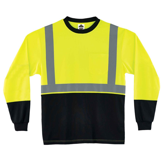 ERGODYNE CORPORATION 22709 Ergodyne GloWear 8291BK Type-R Class 2 Long-Sleeve T-Shirt, 5X, Black/Lime