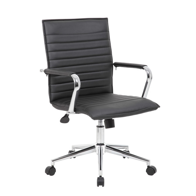 NORSTAR OFFICE PRODUCTS INC. B9533C-BK Boss Office Products Sleek Ribbed Vinyl Task Chair, Black