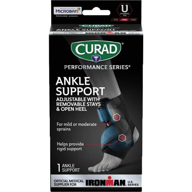 MEDLINE INDUSTRIES, INC. CURIM26800 CURAD Performance Series Adjustable Ankle Support With Removable Stays, Black