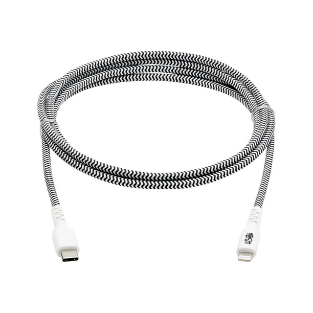 TRIPP LITE M102-010-HD  Heavy-Duty USB-C to C94 Lightning Cable (M/M), 10 ft. - First End: 1 x Type C Male USB - Second End: 1 x Lightning Male Proprietary Connector - 480 Mbit/s - MFI - Nickel Plated Connector - Gold Plated Contact - Black, White