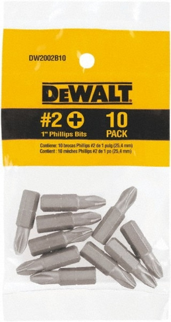 DeWALT DW2002B10 Phillips Screwdriver Insert Bit: #2 Point, 1/4" Drive, 1" OAL