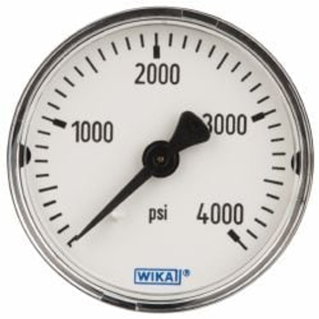 Wika 50786610 Pressure Gauge: 2" Dial, 0 to 4,000 psi, 1/4" Thread, NPT, Center Back Mount