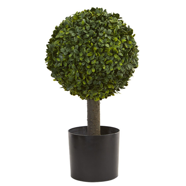 NEARLY NATURAL INC. 4596 Nearly Natural Boxwood Ball Topiary 21inH Artificial Tree With Pot, 21inH x 11inW x 11inD, Green