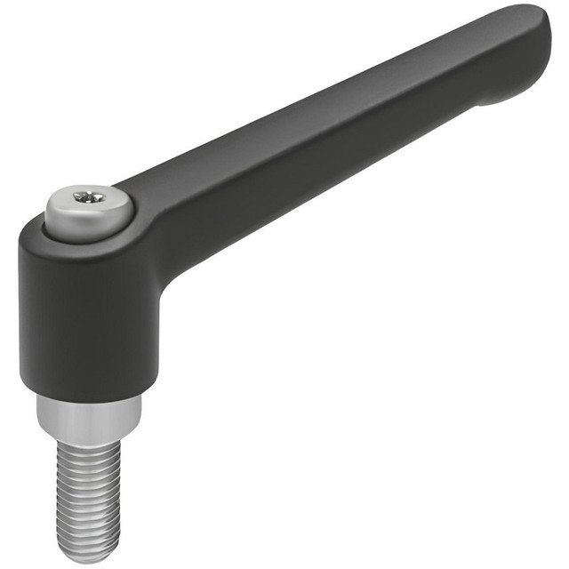 J.W. Winco 6T32A08K Threaded Stud Adjustable Clamping Handle: 3/8-16 Thread, 0.83" Hub Dia, Zinc Die Cast with Stainless Steel Components