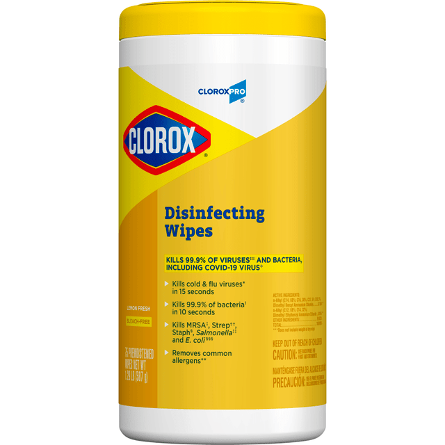 THE CLOROX COMPANY 01628 Clorox Disinfecting Wipes, 7in x 8in, Lemon Fresh Scent, Pack Of 75 Wipes THE CLOROX COMPANY 01628 Clorox Disinfecting Wipes, 7in x 8in, Lemon Fresh Scent, Pack Of 75 Wipes