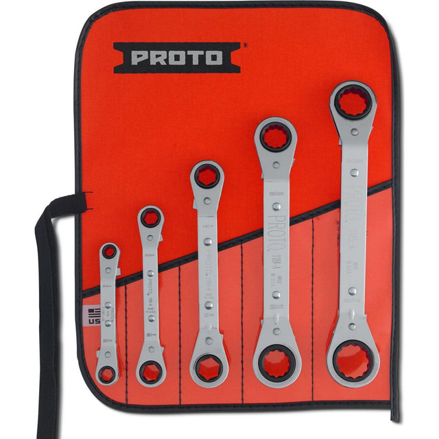 Proto J1180A Ratcheting Box Wrench Set: 5 Pc, Inch