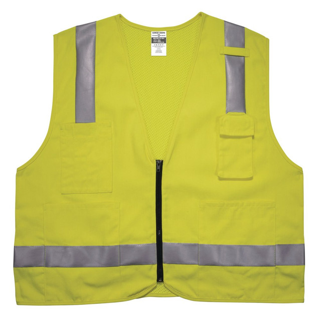 ERGODYNE CORPORATION 21485 Ergodyne GloWear Flame-Resistant Hi-Vis Safety Vest, Class 2 Surveyors, Large/Extra-Large, Lime, 8262FRZ