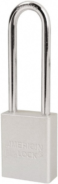 American Lock S1107CLR Lockout Padlock: Keyed Different, Key Retaining, Aluminum, 3" High, Plated Metal Shackle, Silver