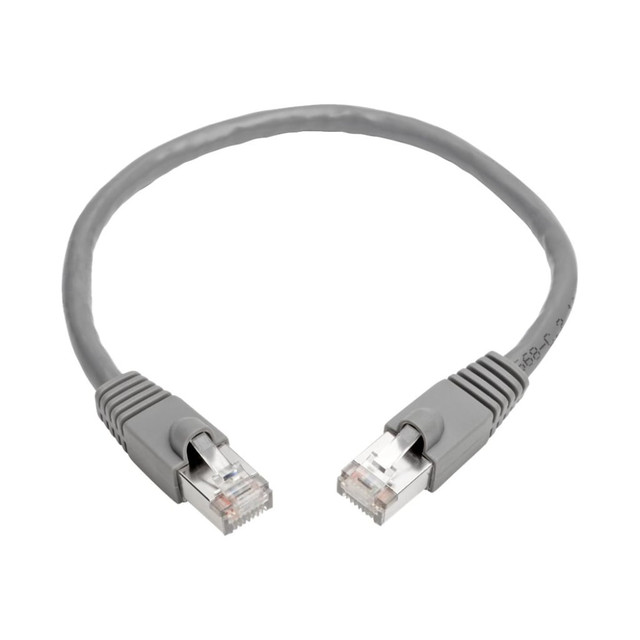 TRIPP LITE N262-001-GY  Cat6a Snagless Shielded STP Network Patch Cable 10G Certified, PoE, Gray RJ45 M/M 1ft 1ft - Patch Cable - 1 ft - 1 x RJ-45 Male Network - 1 x RJ-45 Male Network - Shielding - Gray