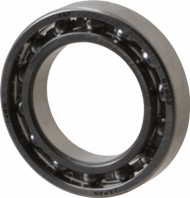 SKF 61802 Thin Section Ball Bearing: 15 mm Bore Dia, 24 mm OD, 5 mm OAW, Open