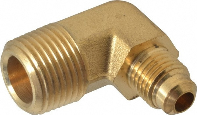 Parker 149F-4-6 Brass Flared Tube Male Elbow: 1/4" Tube OD, 3/8-18 Thread, 45 ° Flared Angle