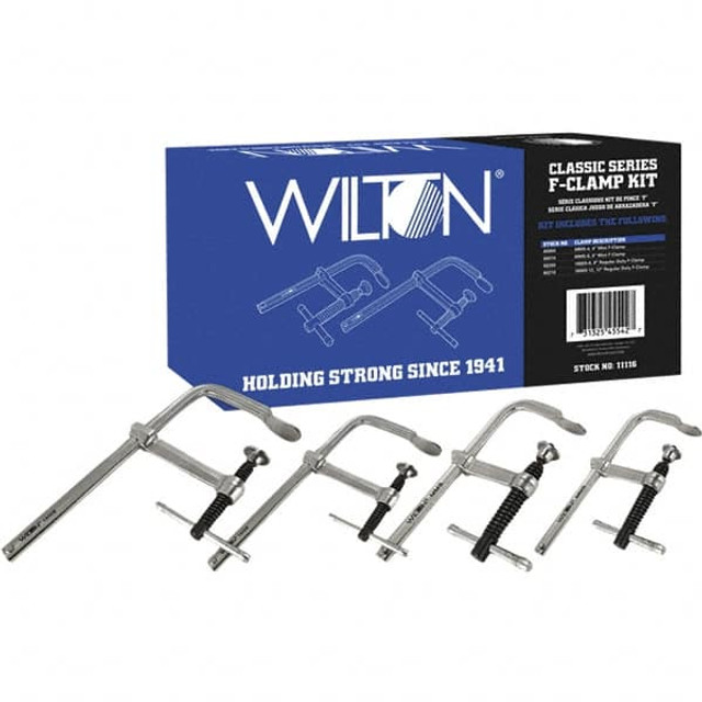 Wilton 11116 Sliding Arm Clamp Sets; Clamp Type: Standard; Maximum Capacity (Inch): 12; 8 in; 4 in; 12 in; Throat Depths (Inch): 5.5000; 4.7500; 2.2500; Throat Depth (Decimal Inch): 5.5000; 5.5 in; 2.25 in; 4.75 in; Handle Style: T-Handle; Load Capac