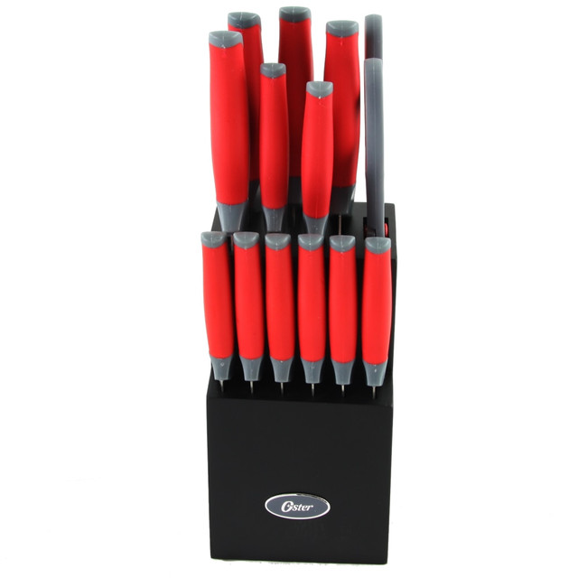 GIBSON OVERSEAS INC. 995101116M Oster Lindbergh Stainless-Steel 14-Piece Cutlery Set, Red GIBSON OVERSEAS INC. 995101116M Oster Lindbergh Stainless-Steel 14-Piece Cutlery Set, Red