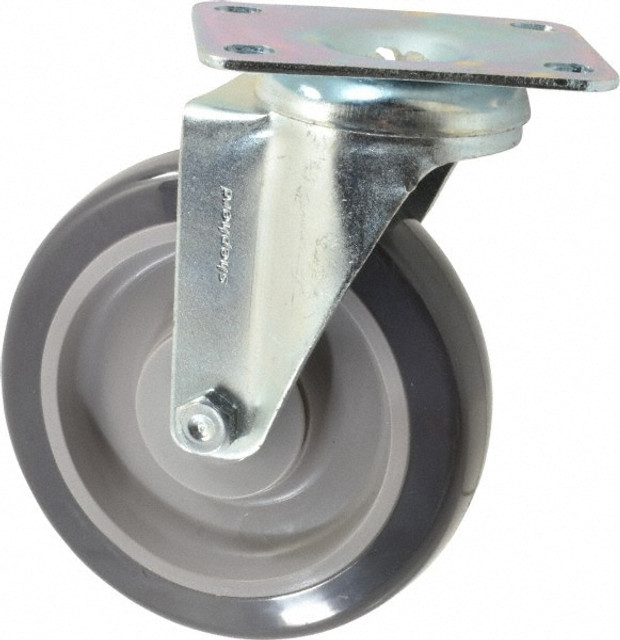 Shepherd 110498 Swivel Top Plate Caster: Polyurethane, 5" Wheel Dia, 1-1/4" Wheel Width, 225 lb Capacity, 6-1/4" OAH