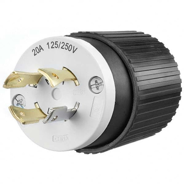 Bryant Electric 71420NP Locking Inlet: Plug, Industrial, L14-20P, 125 & 250V, Black & White
