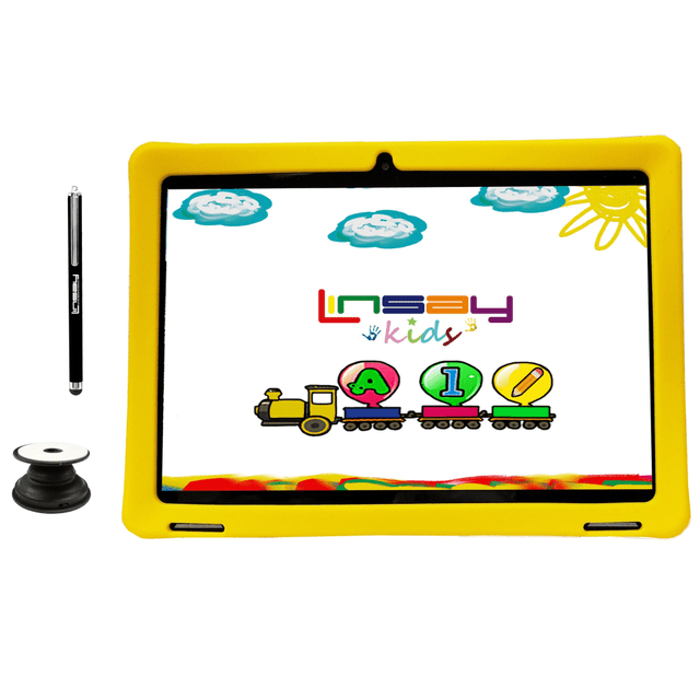 INFOLIST CORP. Linsay F10IPKIDSYP  F10IPS Tablet, 10.1in Screen, 2GB Memory, 64GB Storage, Android 13, Yellow