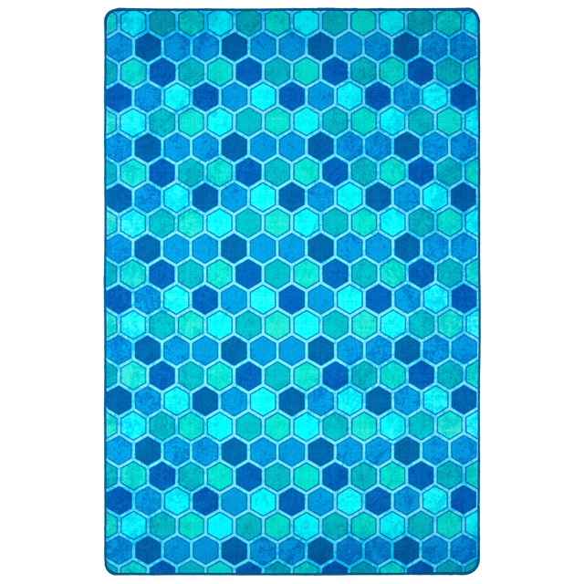 CARPETS FOR KIDS ETC. INC. 61916 Carpets for Kids Pixel Perfect Collection Honeycomb Pattern Activity Rug, 6ft x 9ft, Blue