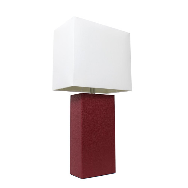 ALL THE RAGES INC LT1025-RED Elegant Designs Modern RedLeather Table Lamp with White Fabric Shade