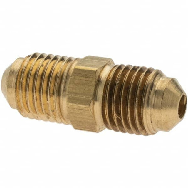 Parker -11012-1 Brass Flared Tube Union: 3/16" Tube OD, 3/8-24 Thread, 45 ° Flared Angle