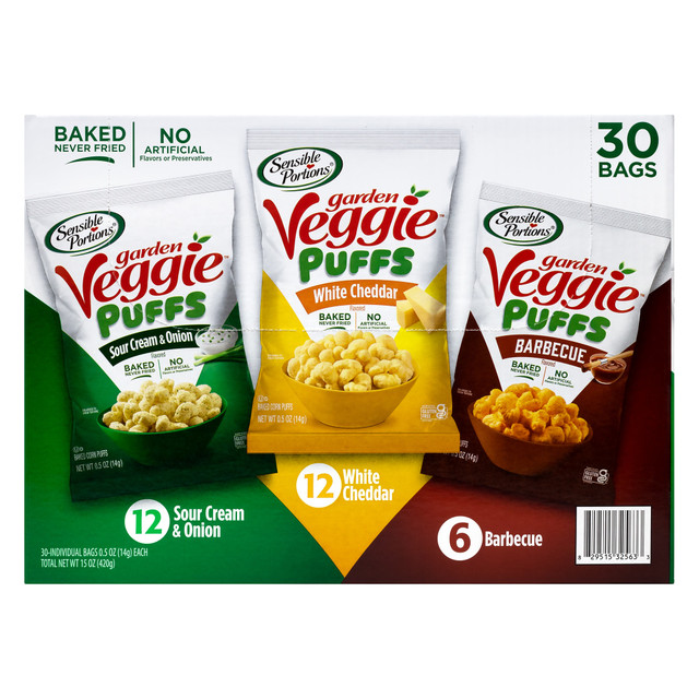 THE HAIN CELESTIAL GROUP, INC. 829515325633 Sensible Portions Garden Veggie Puffs Variety Pack, 0.5 Oz, Pack Of 30 THE HAIN CELESTIAL GROUP, INC. 829515325633 Sensible Portions Garden Veggie Puffs Variety Pack, 0.5 Oz, Pack Of 30