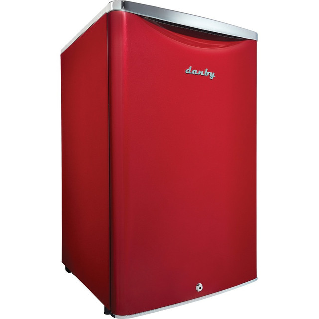 DANBY PRODUCTS LIMITED DAR044A6LDB Danby 4.4 Cu.Ft. Compact Refrigerator - 4.40 ft³ - Auto-defrost - Auto-defrost - Reversible - 4.40 ft³ Net Refrigerator Capacity - Red - Metallic - Chrome