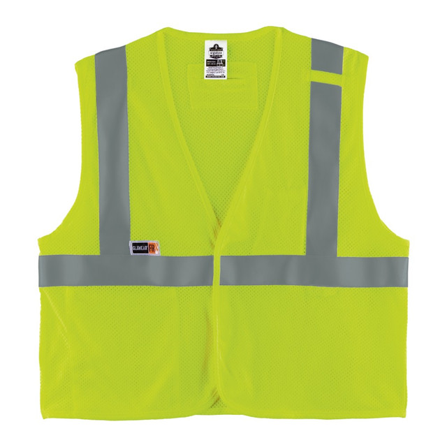 ERGODYNE CORPORATION 21863 Ergodyne GloWear Flame-Resistant Hi-Vis Safety Vest, Type R, Class 2, Small/Medium, Lime