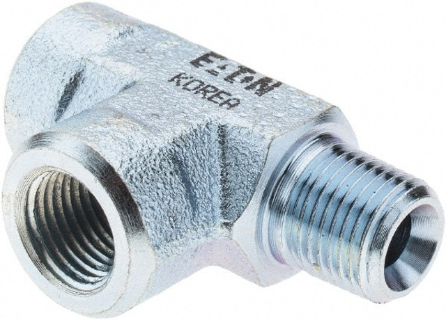 Eaton 2092-2-2S Industrial Pipe Tee: 1/8 x 1/8" Male Thread, MNPT x FNPT x FNPT