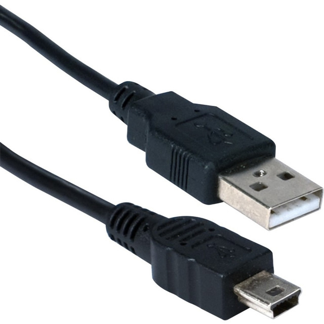 QVS, INC. QVS CC2215M-15  USB Mini-B Sync & Charger High Speed Cable - First End: 1 x Type A Male USB - Second End: 1 x Type B Male Mini USB - Gold-flash Plated Contact - Black