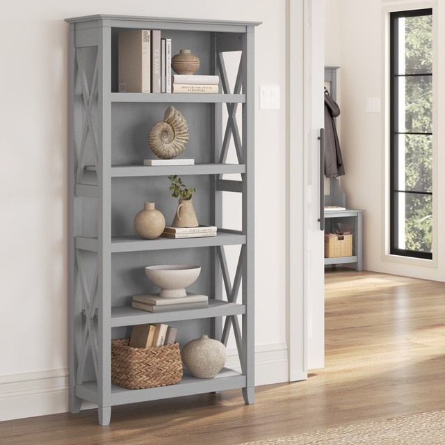 BUSH INDUSTRIES INC. KWB132CG-03 Bush Business Furniture Key West 66inH 5-Shelf Bookcase, Cape Cod Gray, Standard Delivery BUSH INDUSTRIES INC. KWB132CG-03 Bush Business Furniture Key West 66inH 5-Shelf Bookcase, Cape Cod Gray, Standard Delivery