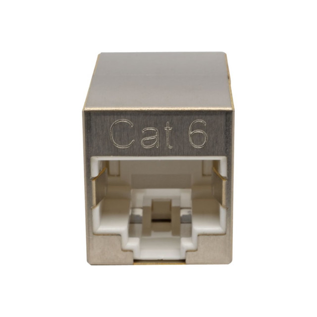 TRIPP LITE N234-001-SH  Cat6 Straight-Through Modular Shielded Compact In-Line Coupler (RJ45 F/F), TAA - Network coupler - TAA Compliant - RJ-45 (F) to RJ-45 (F) - shielded - CAT 6 - silver