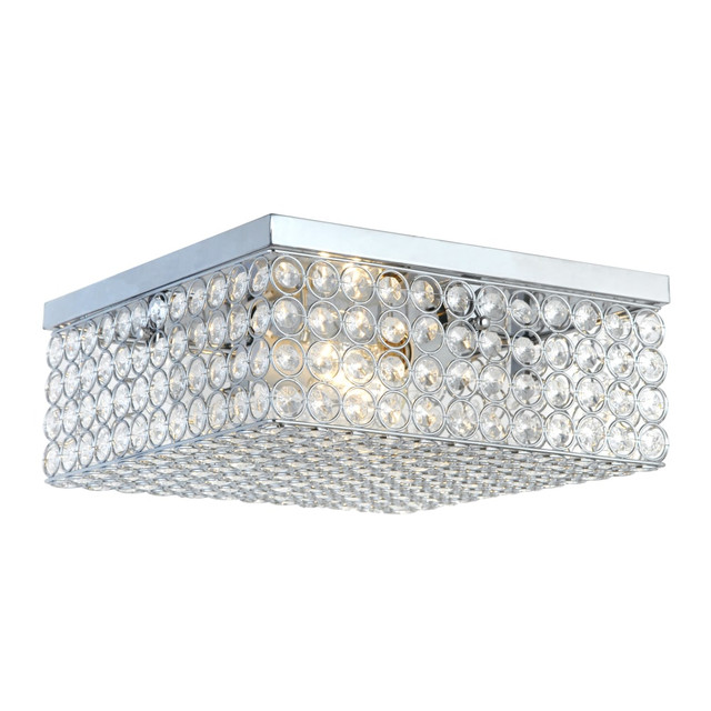 ALL THE RAGES INC FM1004-CHR Elegant Designs Elipse Crystal 2-Light Square Flush-Mount Ceiling Fixture, Chrome/Crystal