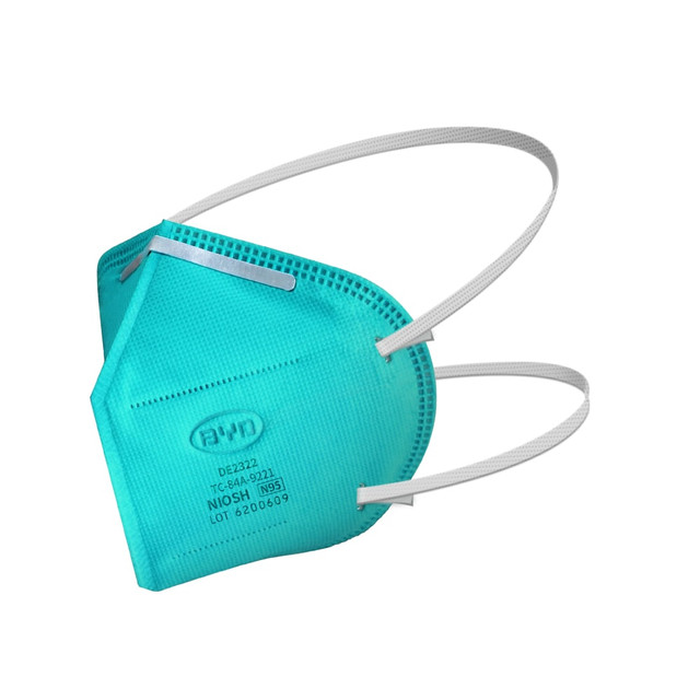 GLOBAL HEALTHCARE PRODUCT SOLUTIONS, LLC DE2322 BYD Care Non-Medical Disposable N95 Respirator Face Masks, Adult Size, Teal, Box Of 20